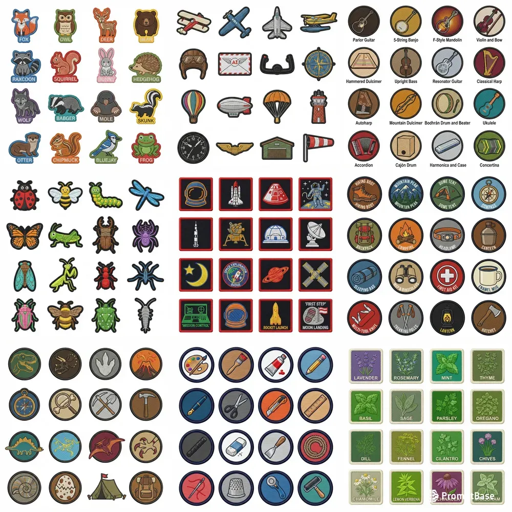 2D Flat Embroidered Patch 16in1 Grids
