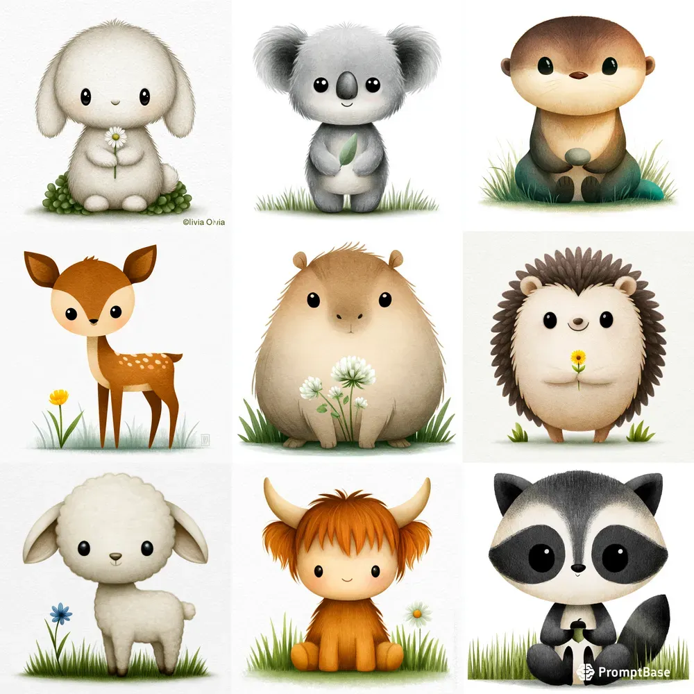 Watercolor Nursery Animal Clip Art
