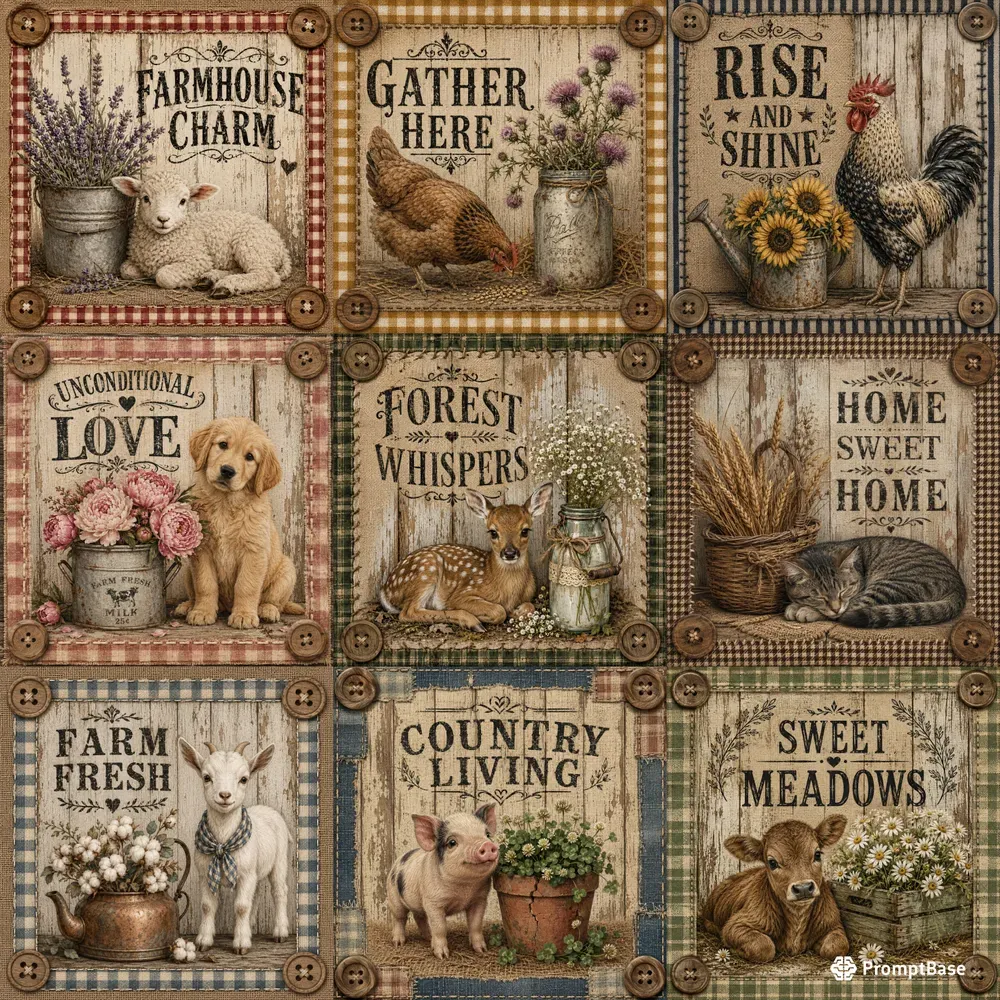 Rustic Farmhouse Wall Art Prints