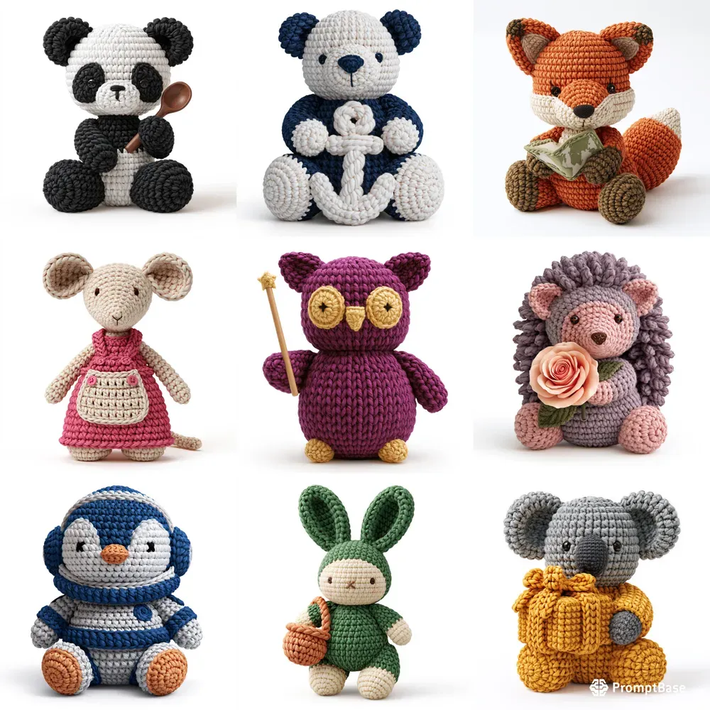 3D Crochet Amigurumi Character Cliparts