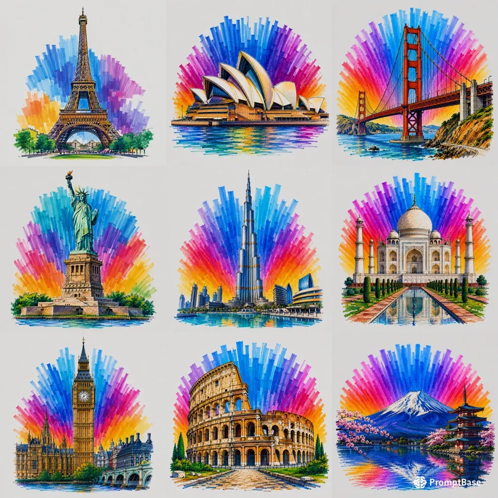 Vibrant Marker City Posters