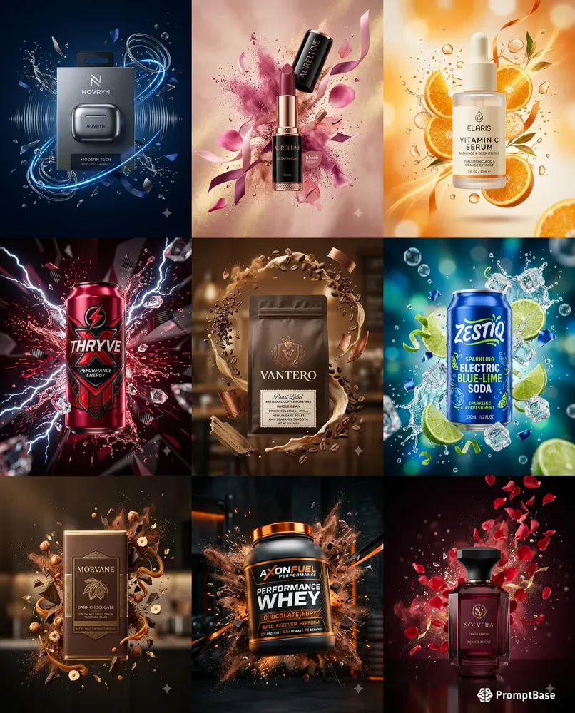 Product Explosion Advertising Visuals