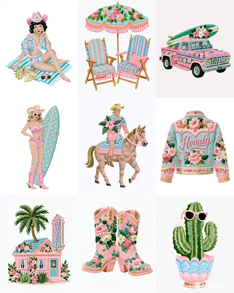 Coastal Cowgirl Summer Cliparts