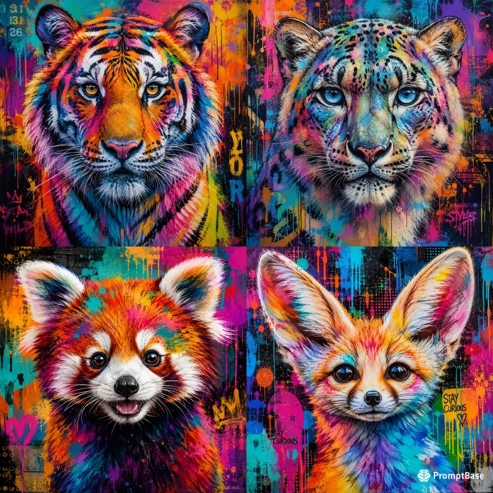 Vibrant Pop Art Animal Portraits