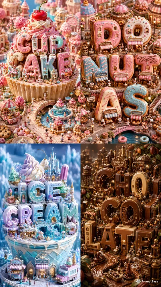Miniature Dessert World Typographies