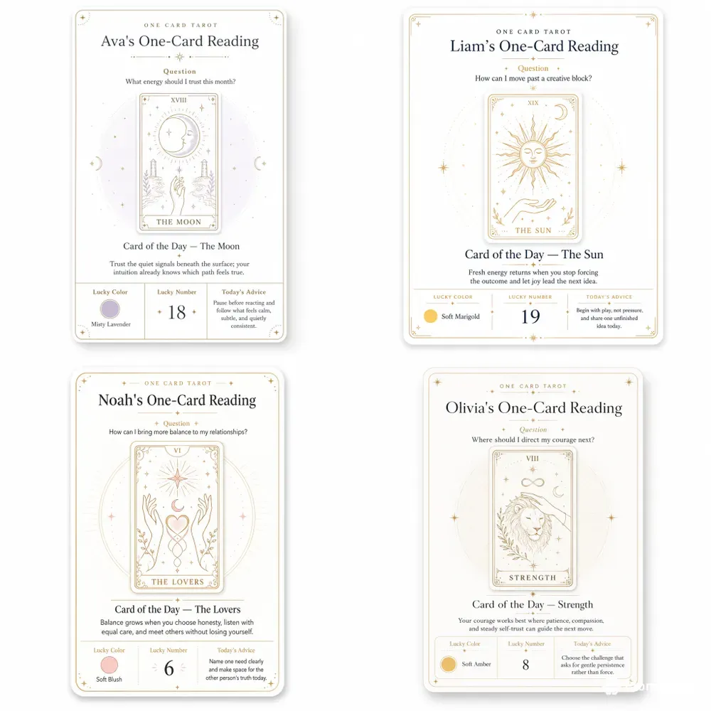 Minimal Tarot Fortune Cards