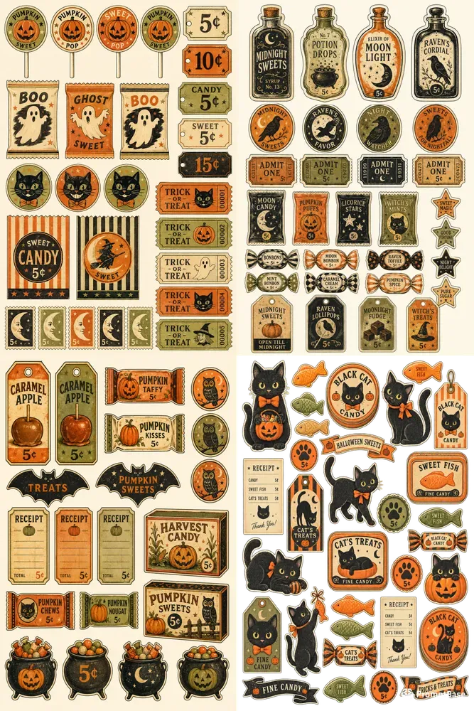 Vintage Halloween Candy Shop Ephemera