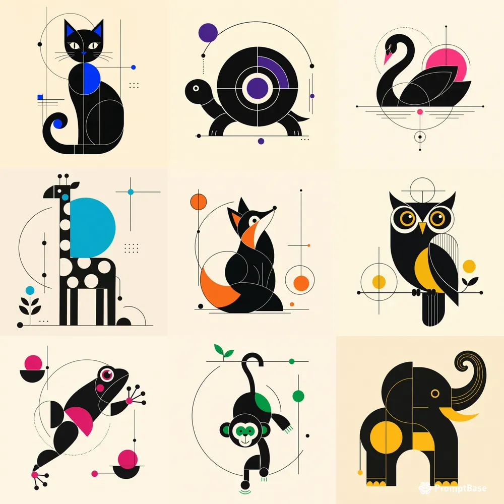 Geometric Bauhaus Animal Art