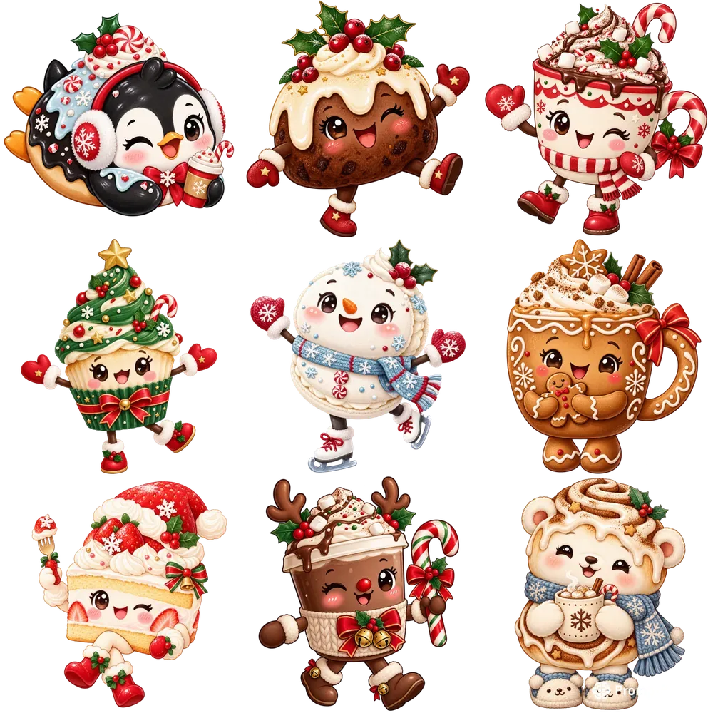 Cute Christmas Café Menu Characters
