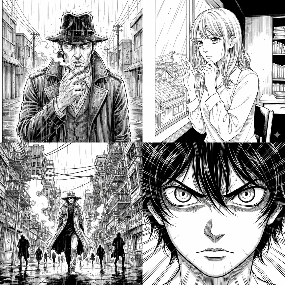 Manga Black White Illustrations