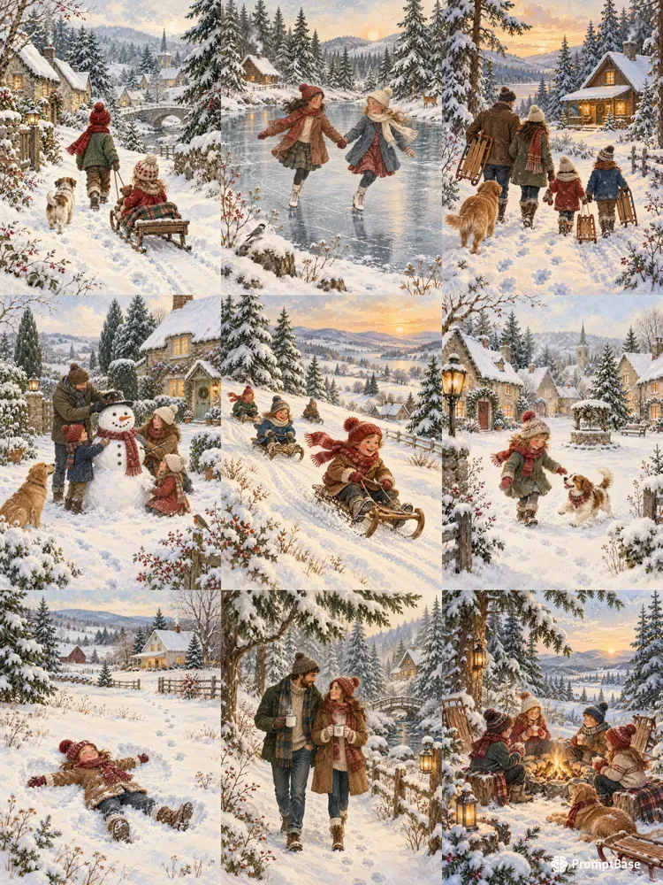 Cozy Snow Day Illustrations