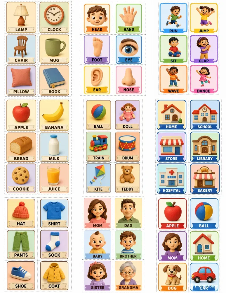 Preschool First Words Picture Cards