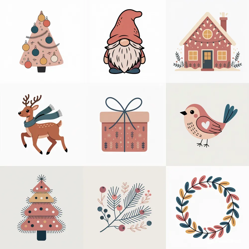 Cute Minimalist Christmas Objects