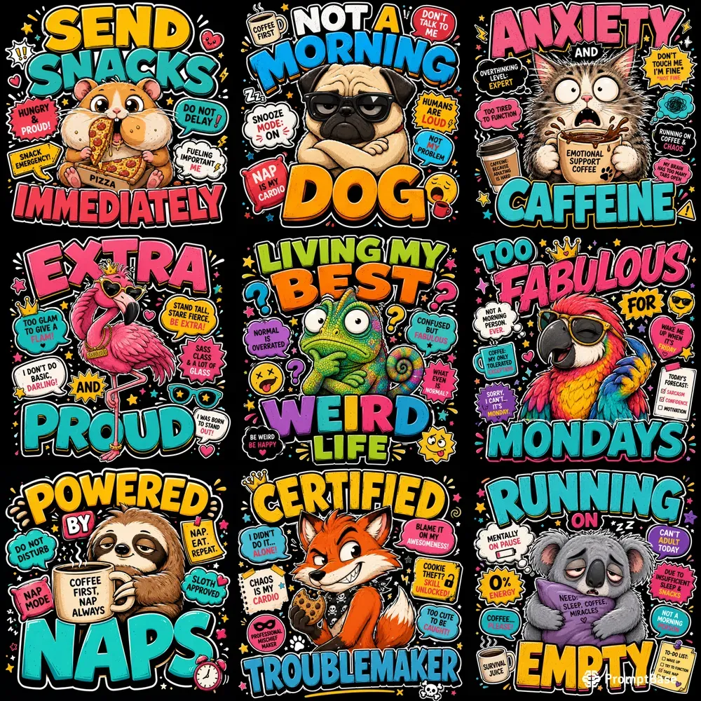 Funny Animal Mood Quote Tshirt Art