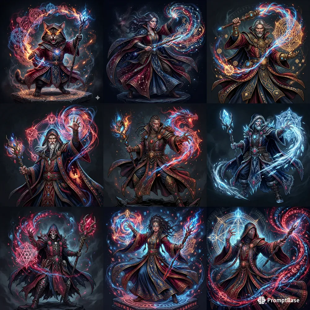 Iconic Spellcasting Sorcerer Portraits