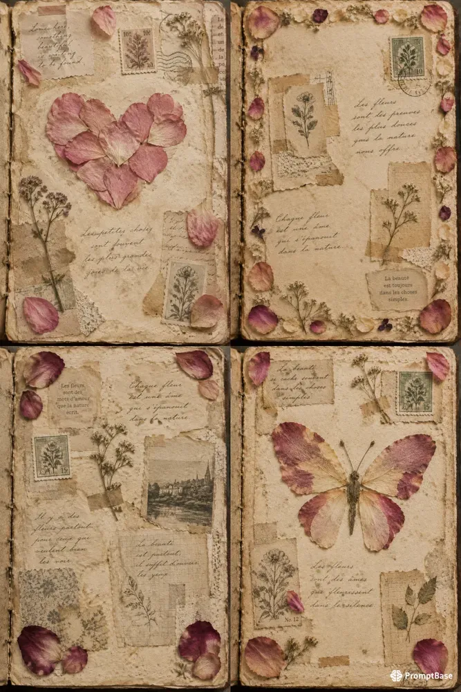 Pressed Flower Junk Journal Pages