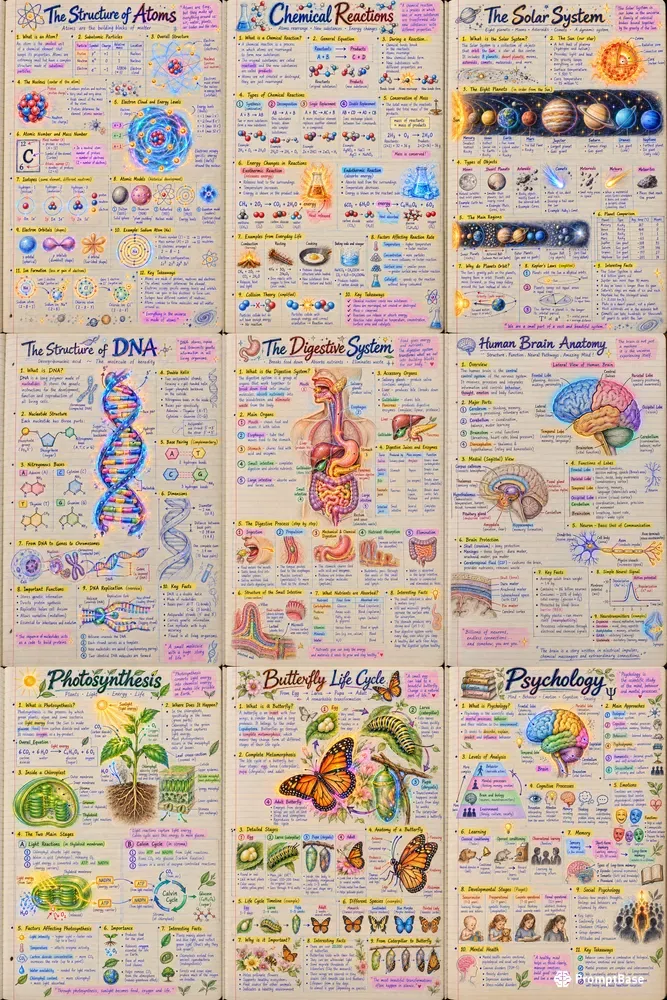 Neon Handwritten Science Notes