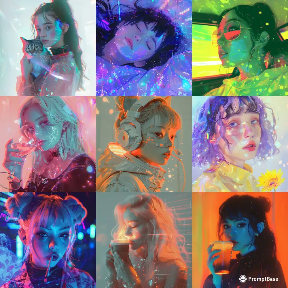 Vaporwave Anime Portraits