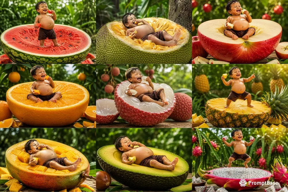 Whimsical Fruit Eating Images