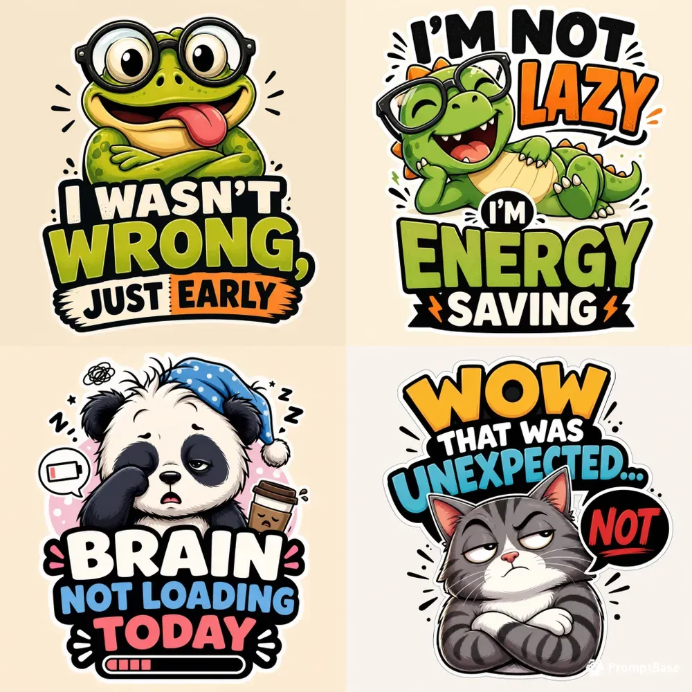 Funny Cartoon Quote Tshirt Design Packs