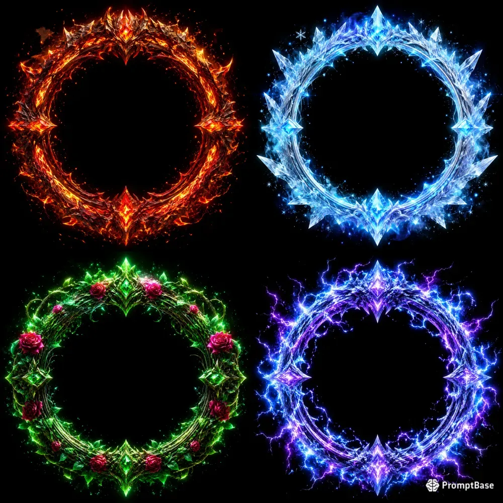 Arcane Elemental Magical Circle Frames