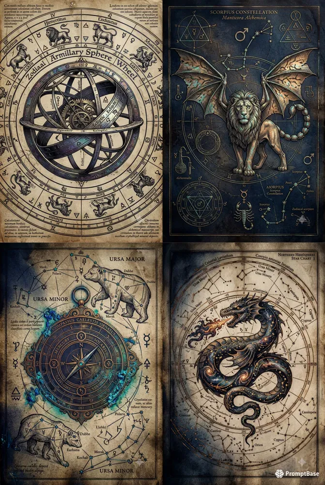 Ancient Astro Map Metallic Oxidation Art