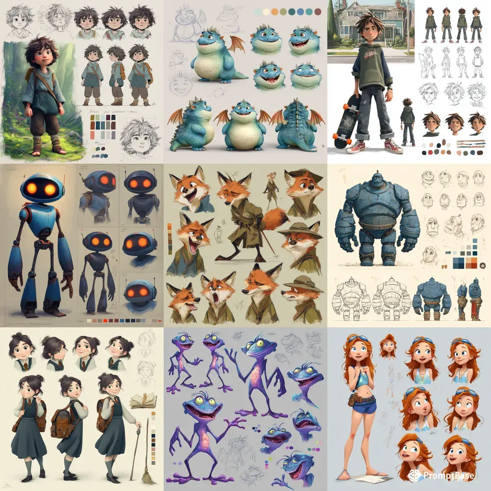 Pixarstyle Character Sheet Generators