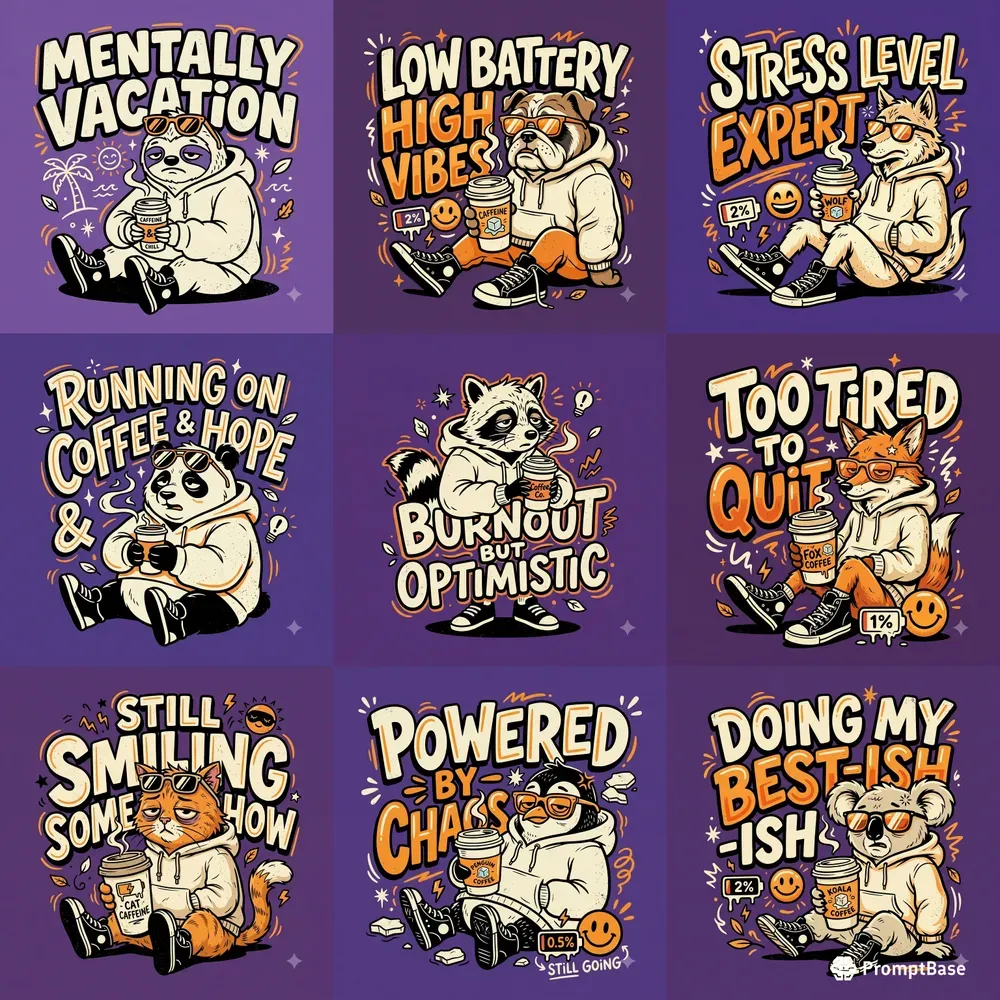 Funny Burnout Coffee Raccoon Designs