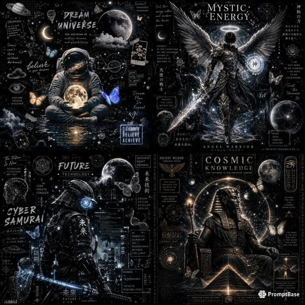 Dark Cosmic Doodle Character Art