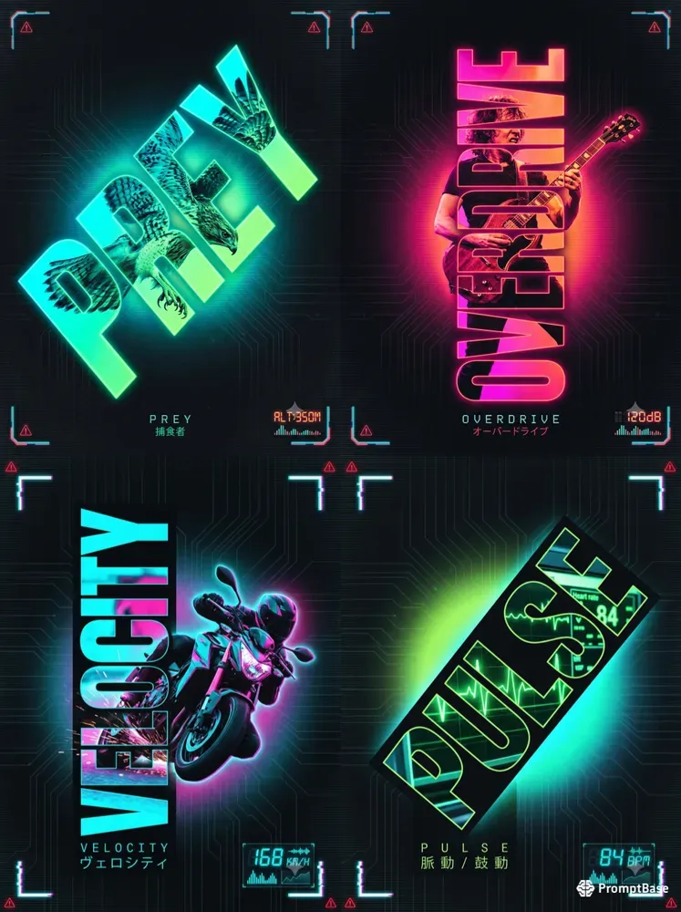 Neon Cutout Typography Poster Generator