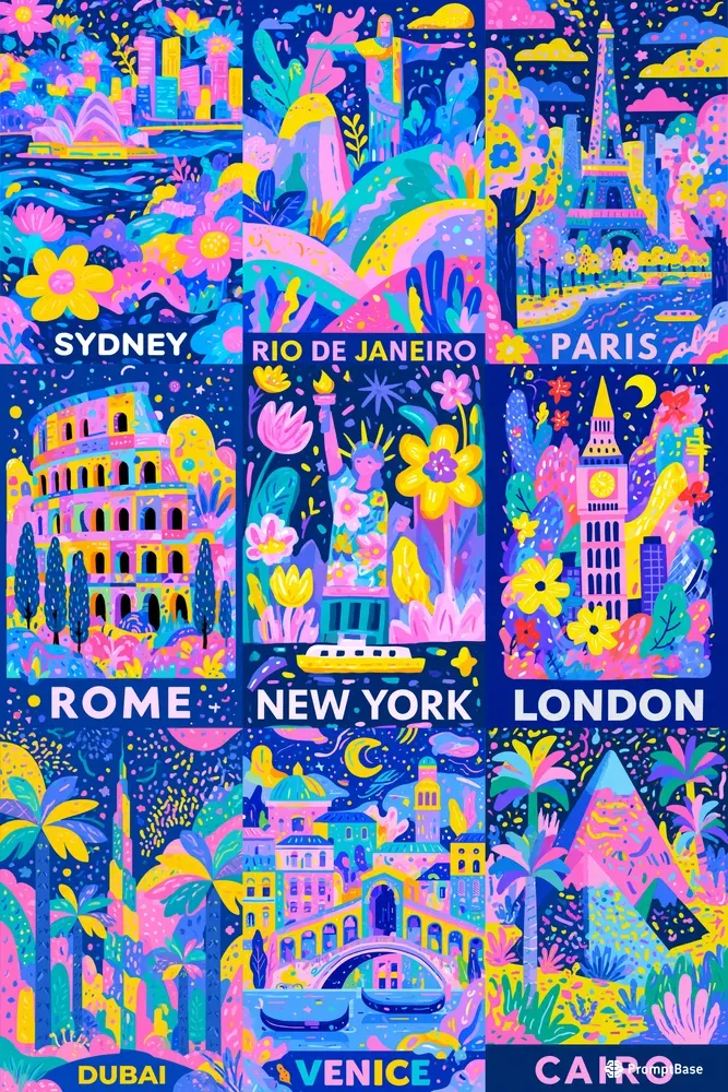 Colorful Pop City Posters