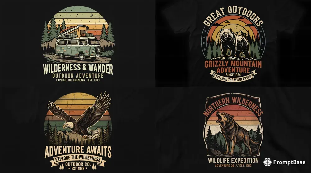 Vintage Distressed 80s Adventure Sunsets