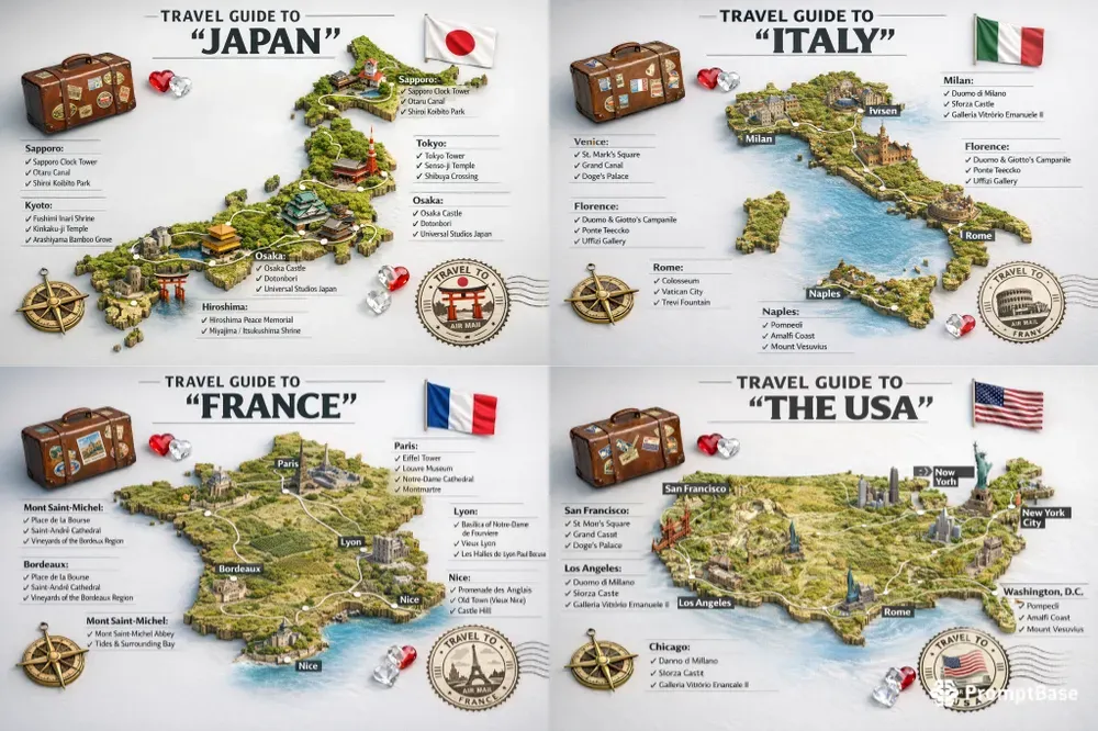 3D Travel Guide Map Poster Generator