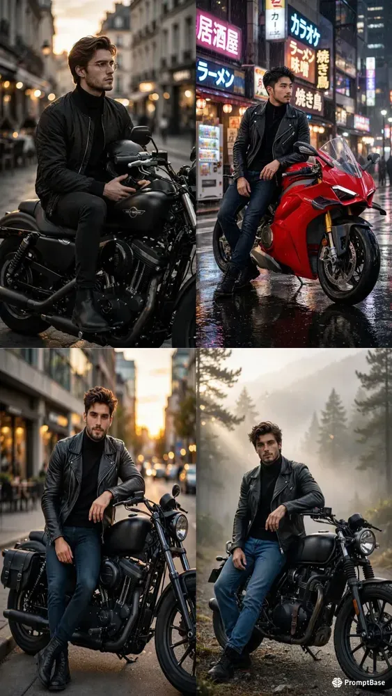 Cinematic Urban Biker Boy Mens Fashion