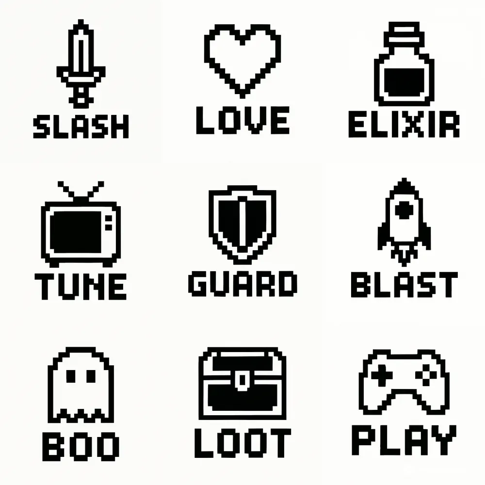 Retro Pixel 8bit Logos