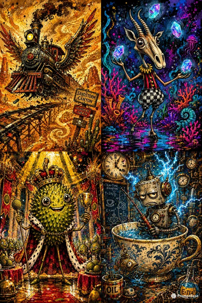Gritty Whimsical Ink Splatter Art