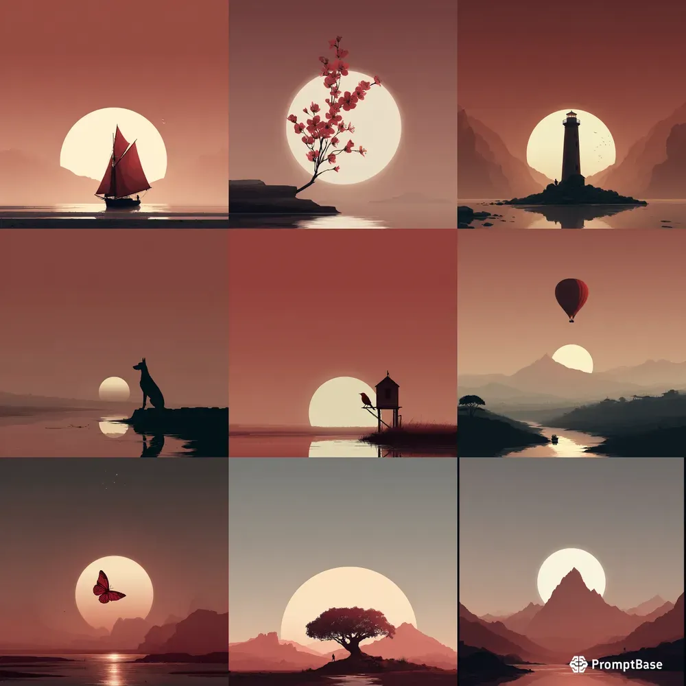 Gouache Flat Silhouettes Dusk Haze