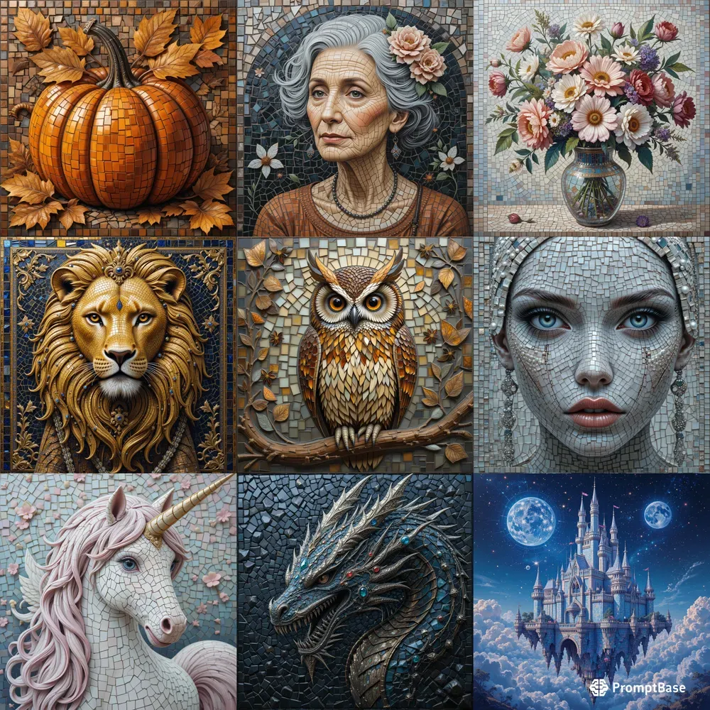 Realistic Mosaic Art Variations