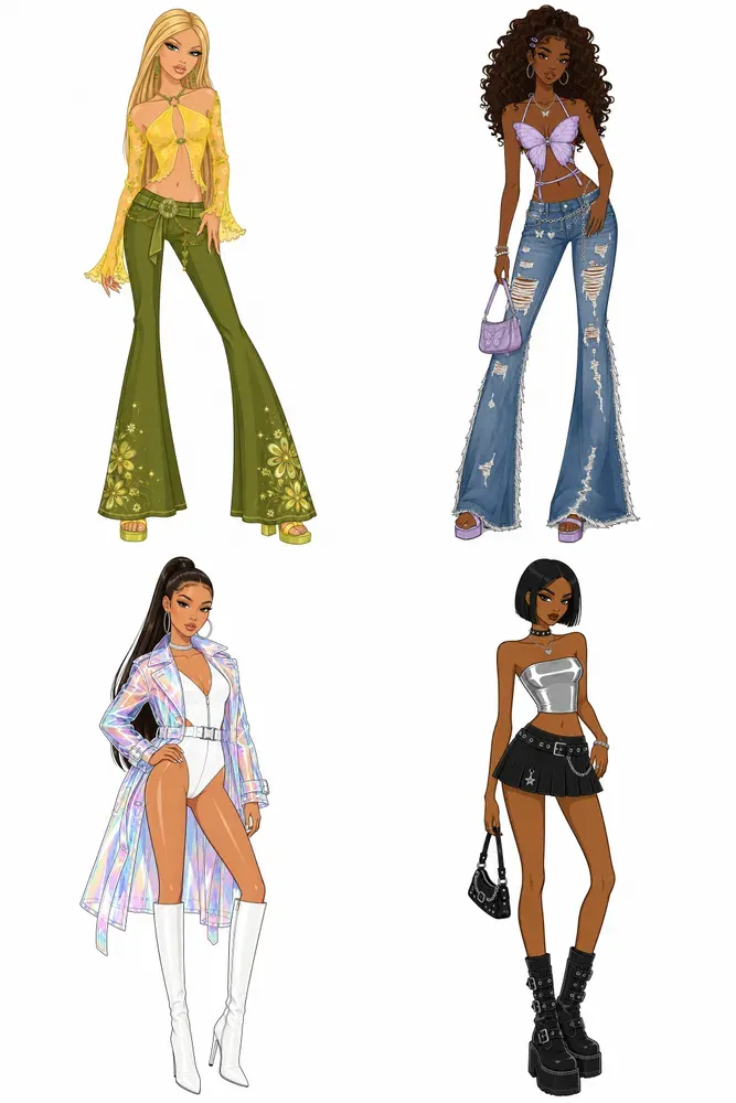 Y2k Vector Fashion Croquis Art