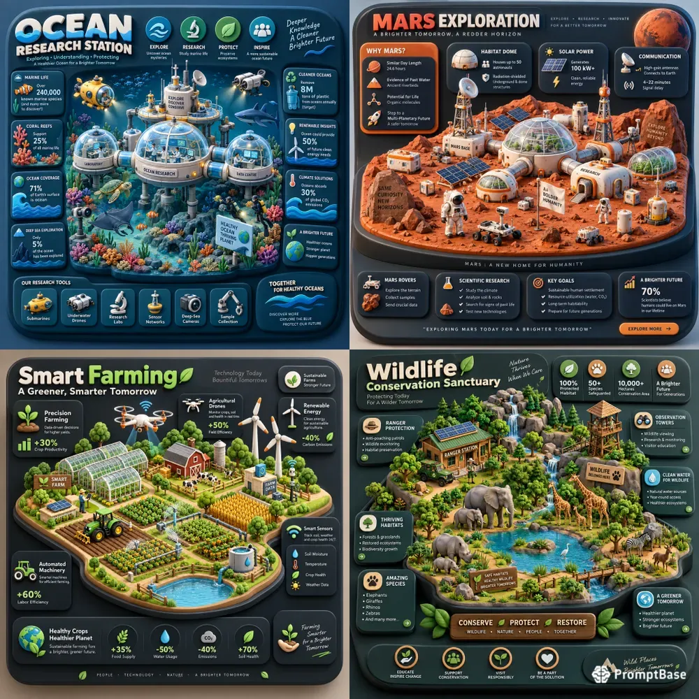 3D Clay Isometric Infographics