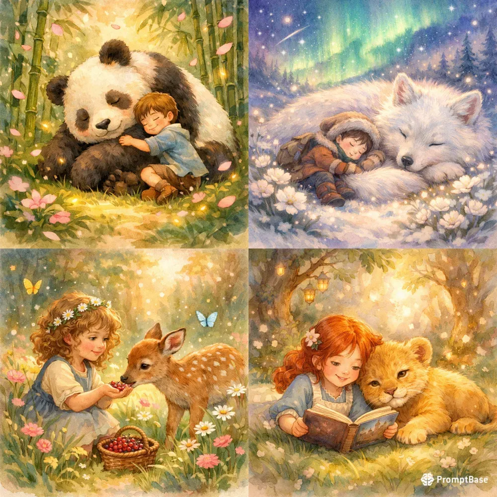 Whimsical Kids Animal Storybook Art