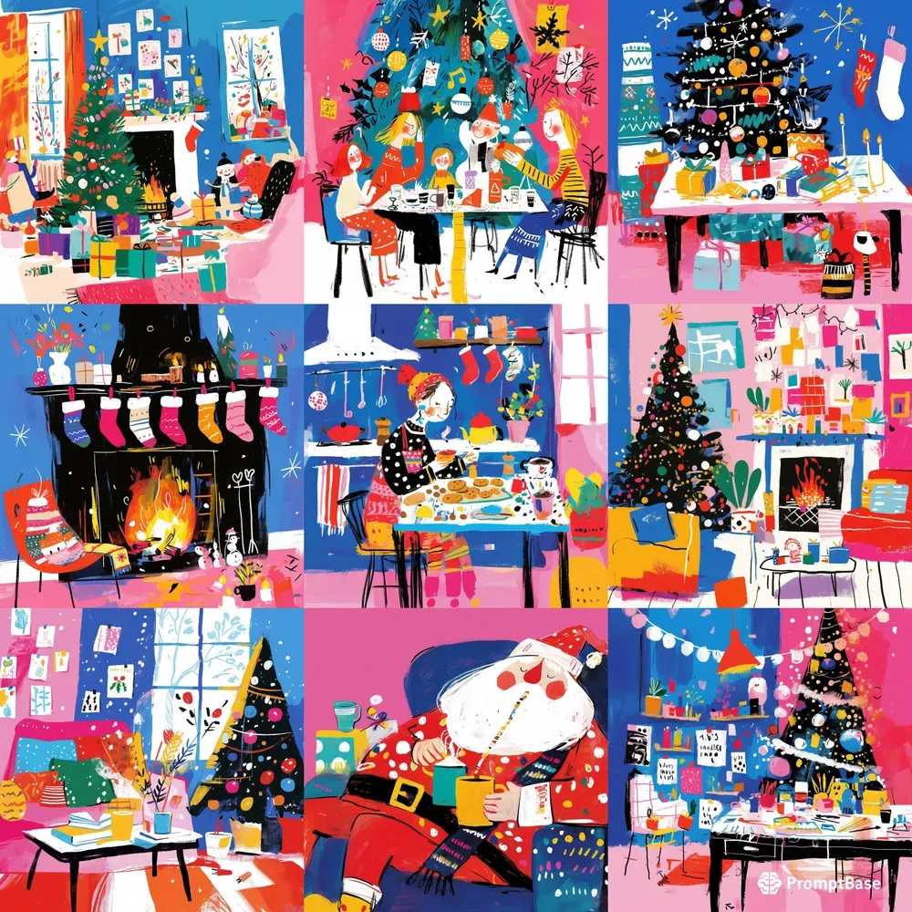 Vibrant Painterly Christmas Scenes