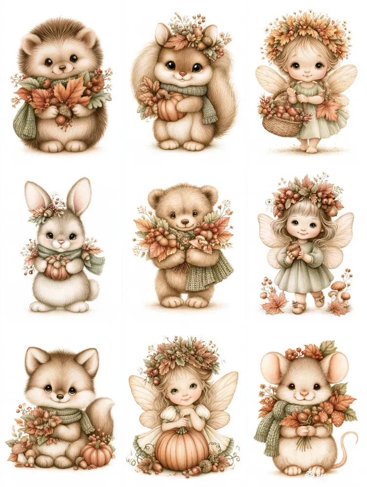 Cozy Autumn Storybook Cliparts