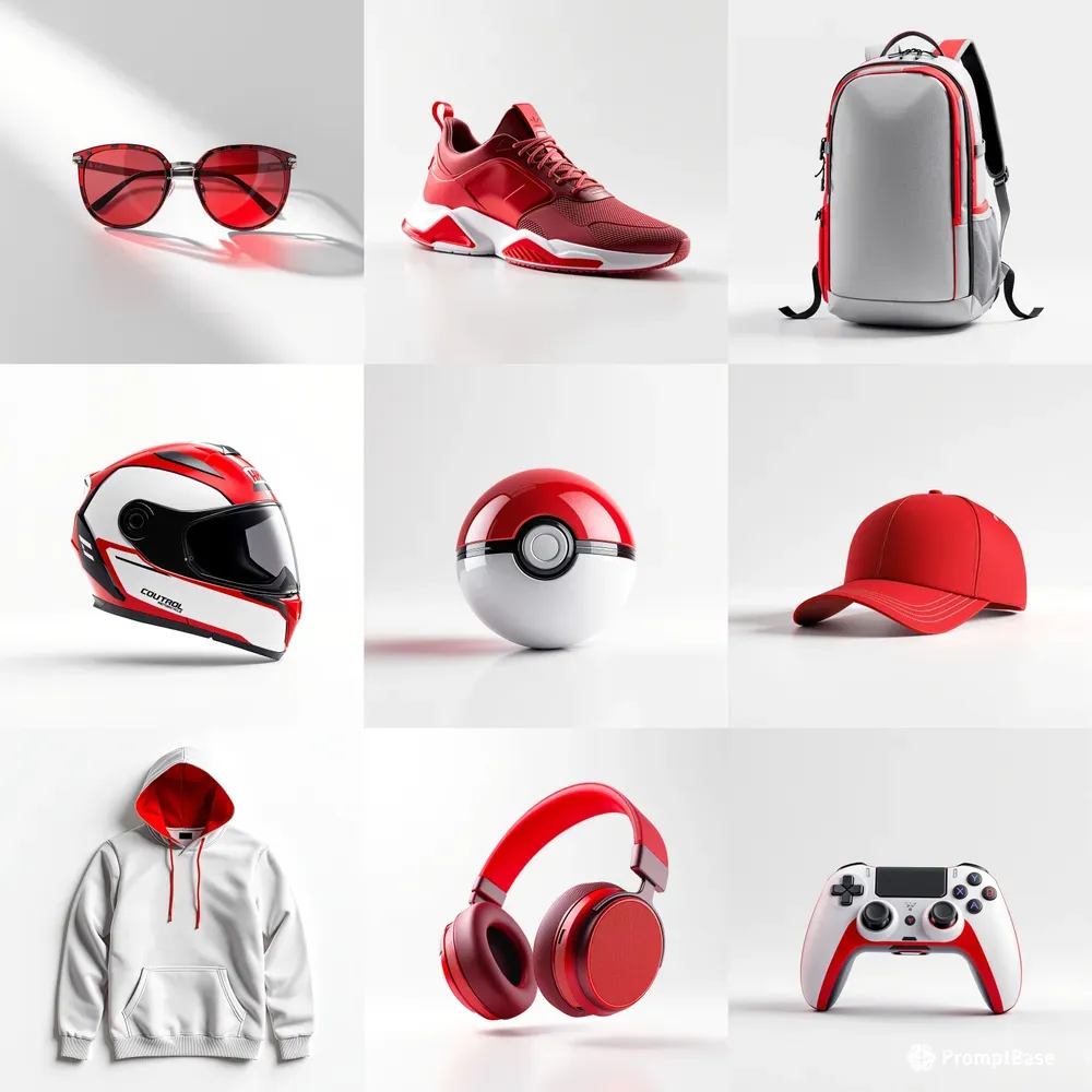 Minimalist Red Accent Product Designs