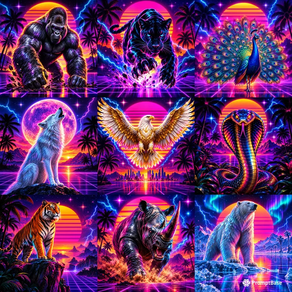 Neon Retro Predator Art
