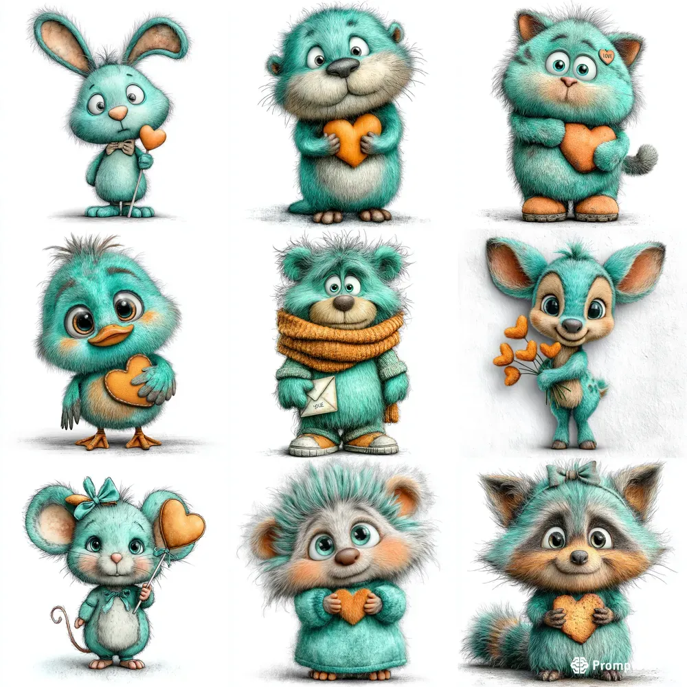 Cute Valentine Baby Animal Clipart