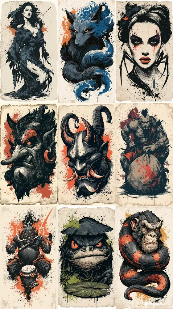 Neo Traditional Yokai Tattoo Art