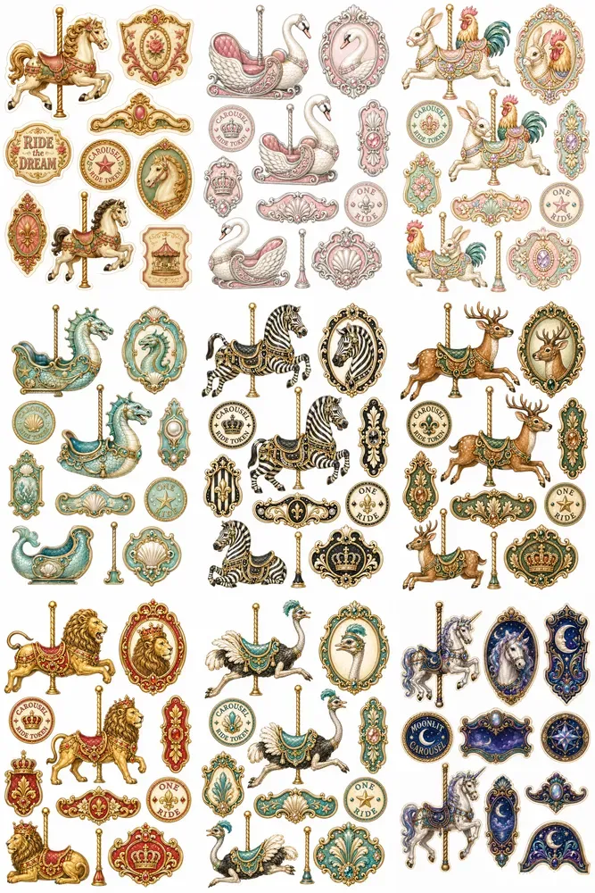 Vintage Carousel Ephemera Sheets