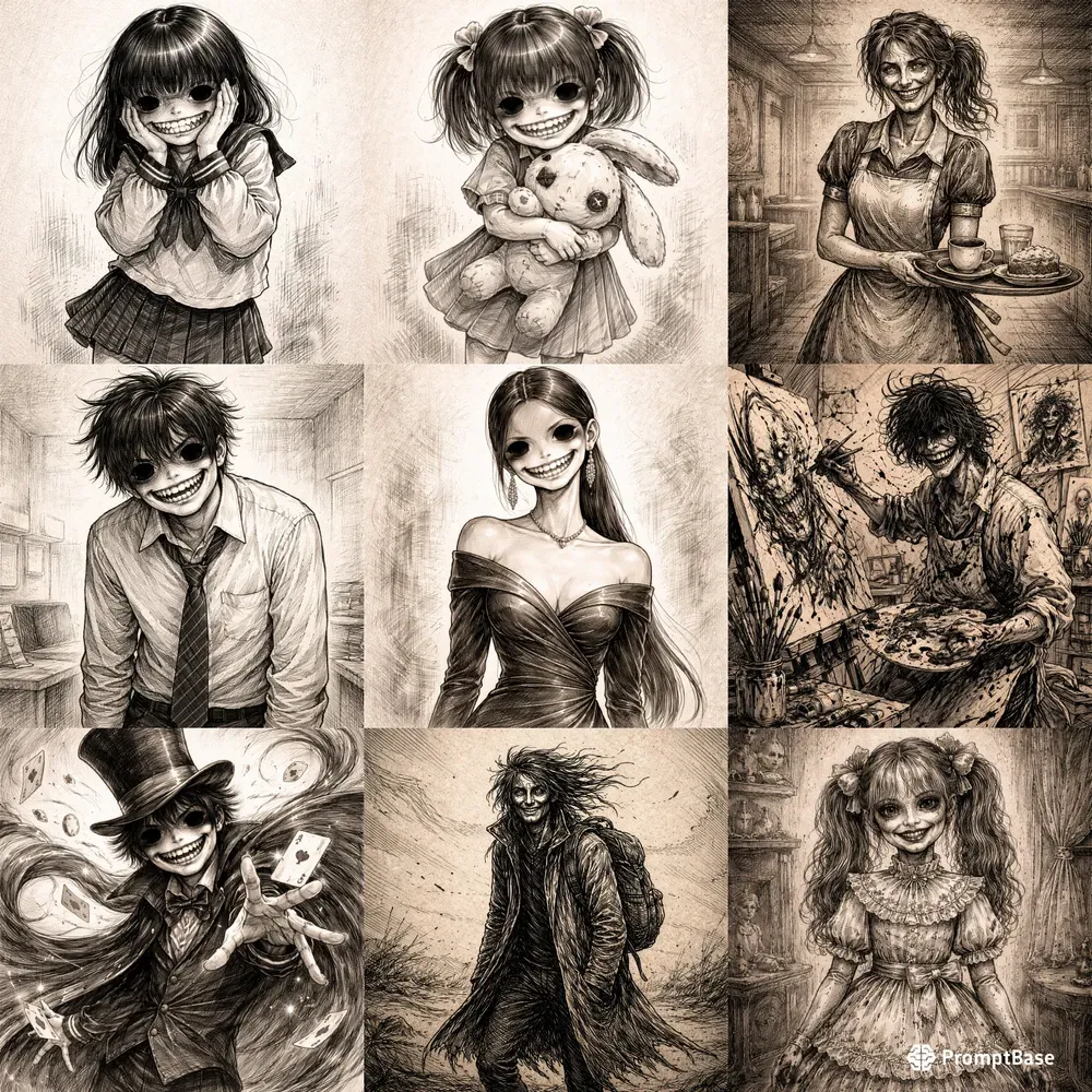 Distorted Grin Character Art Generator