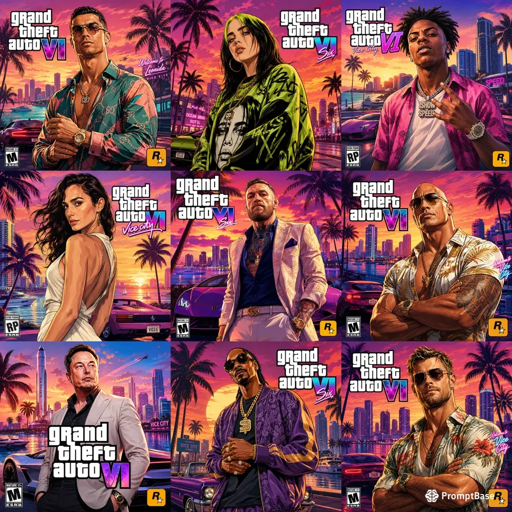 Gta 6 Celebrity Posters Iconic Characters